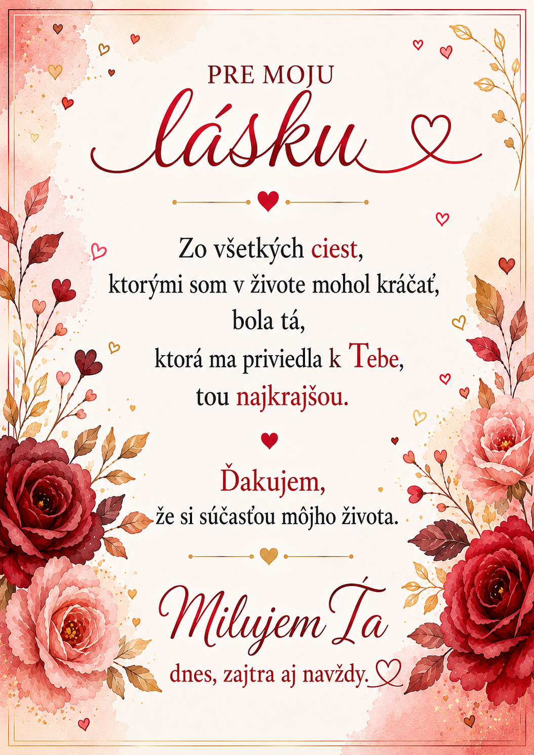 Glanzio venovacia kartička – „Pre moju lásku“ 55667