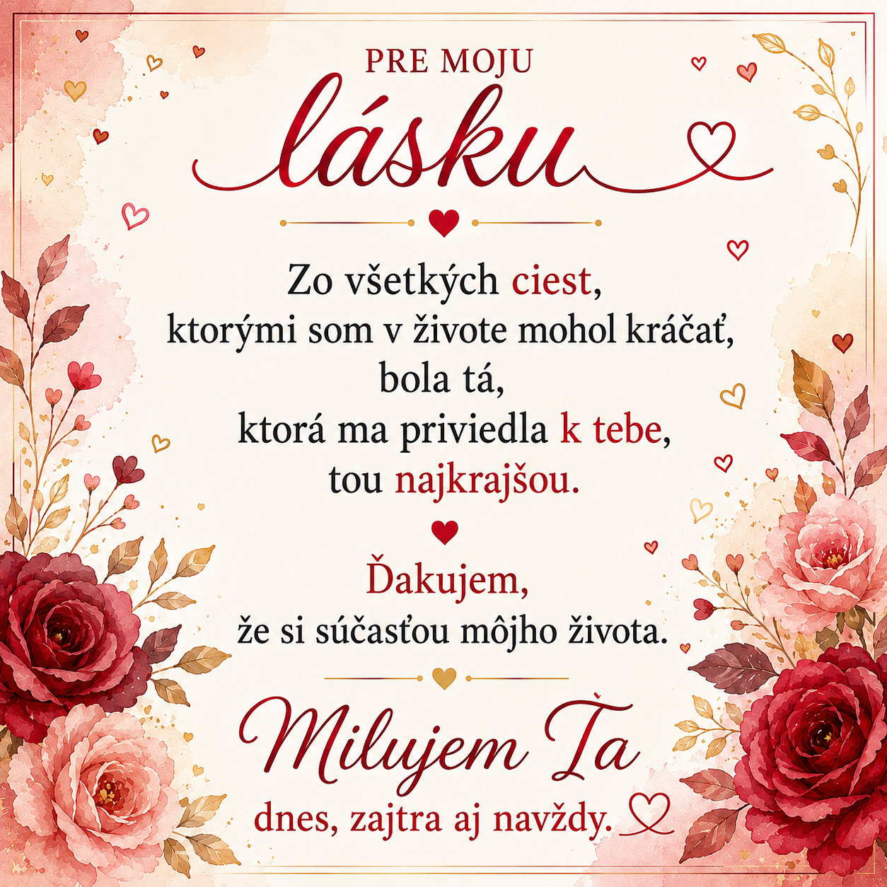 Glanzio venovacia kartička – „Pre moju lásku“ 55668