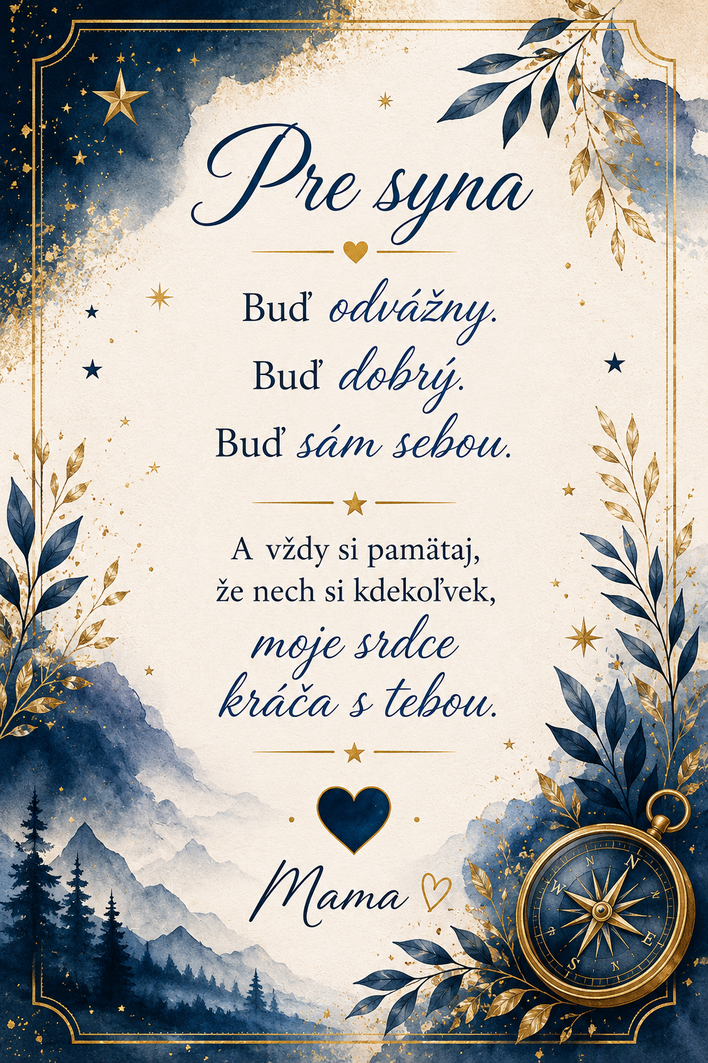 Glanzio luxusná venovacia kartička L – Pre syna | Buď odvážny 11224