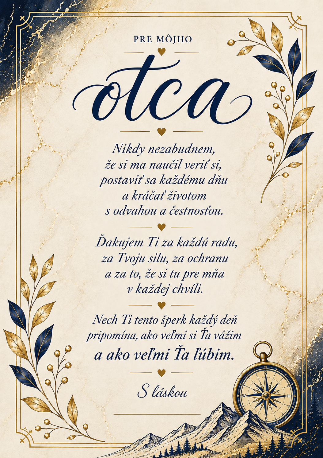 Glanzio kartička s venovaním – Pre môjho otca – Kompas života 33322