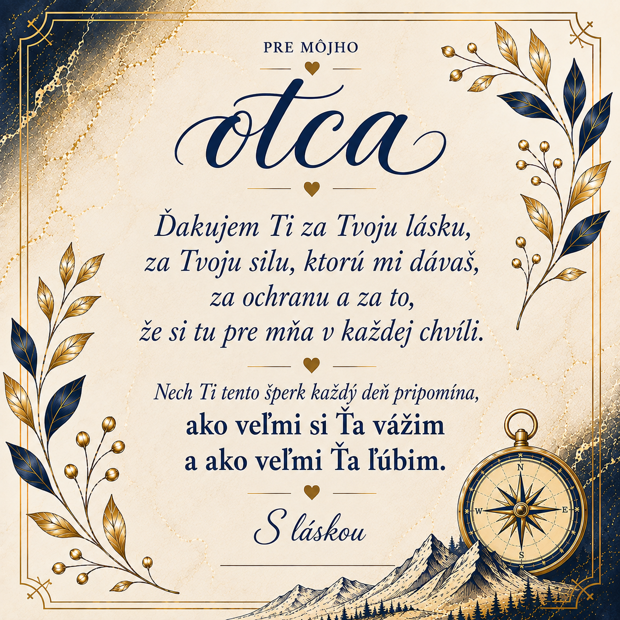 Glanzio kartička s venovaním – Pre môjho otca (M)– Kompas života 33323