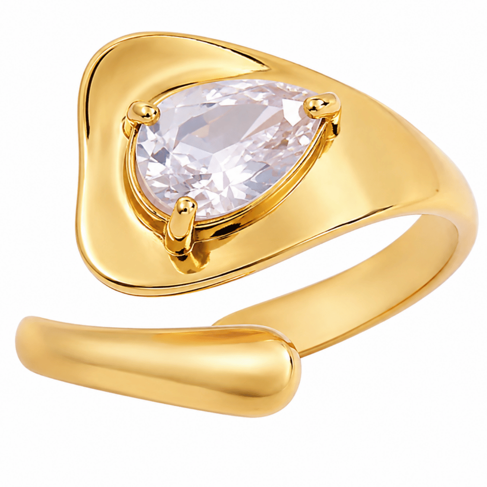 Glanzio prsteň Crystal Teardrop nastaviteľný 87058