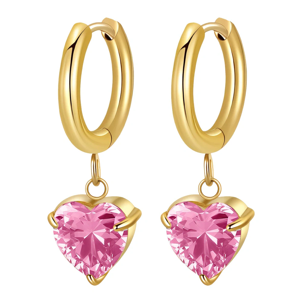 Náušnice Heart Sparkle Pink 10493