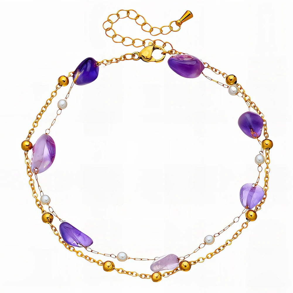 Náramok/ retiazka na členok Amethyst Glow