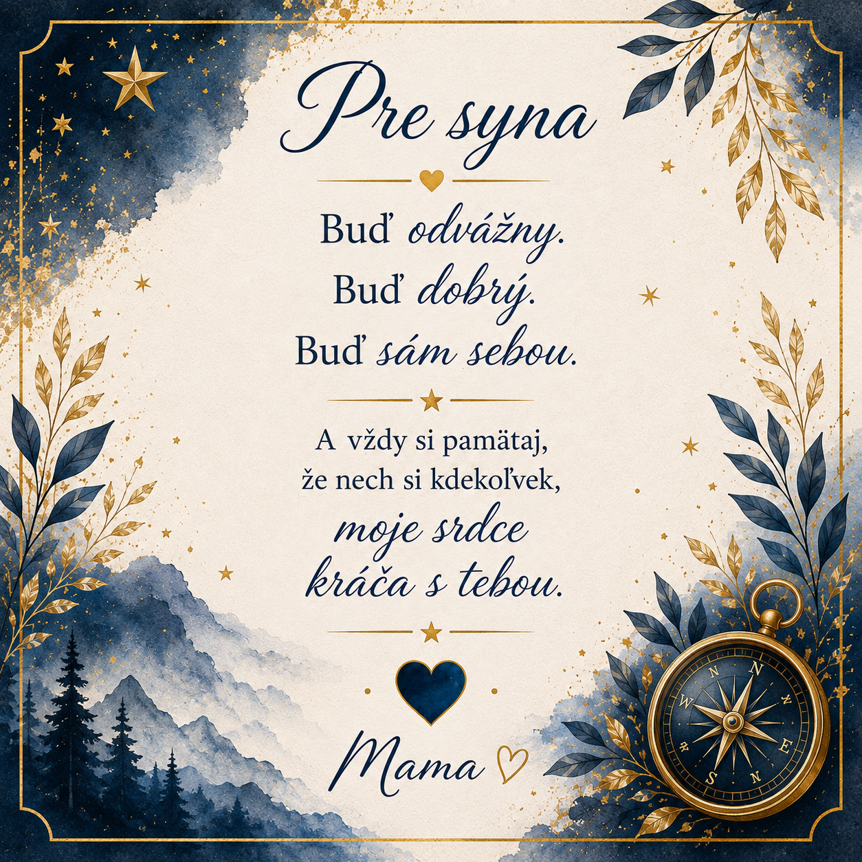 Glanzio luxusná venovacia kartička M – Pre syna | Buď odvážny 11225