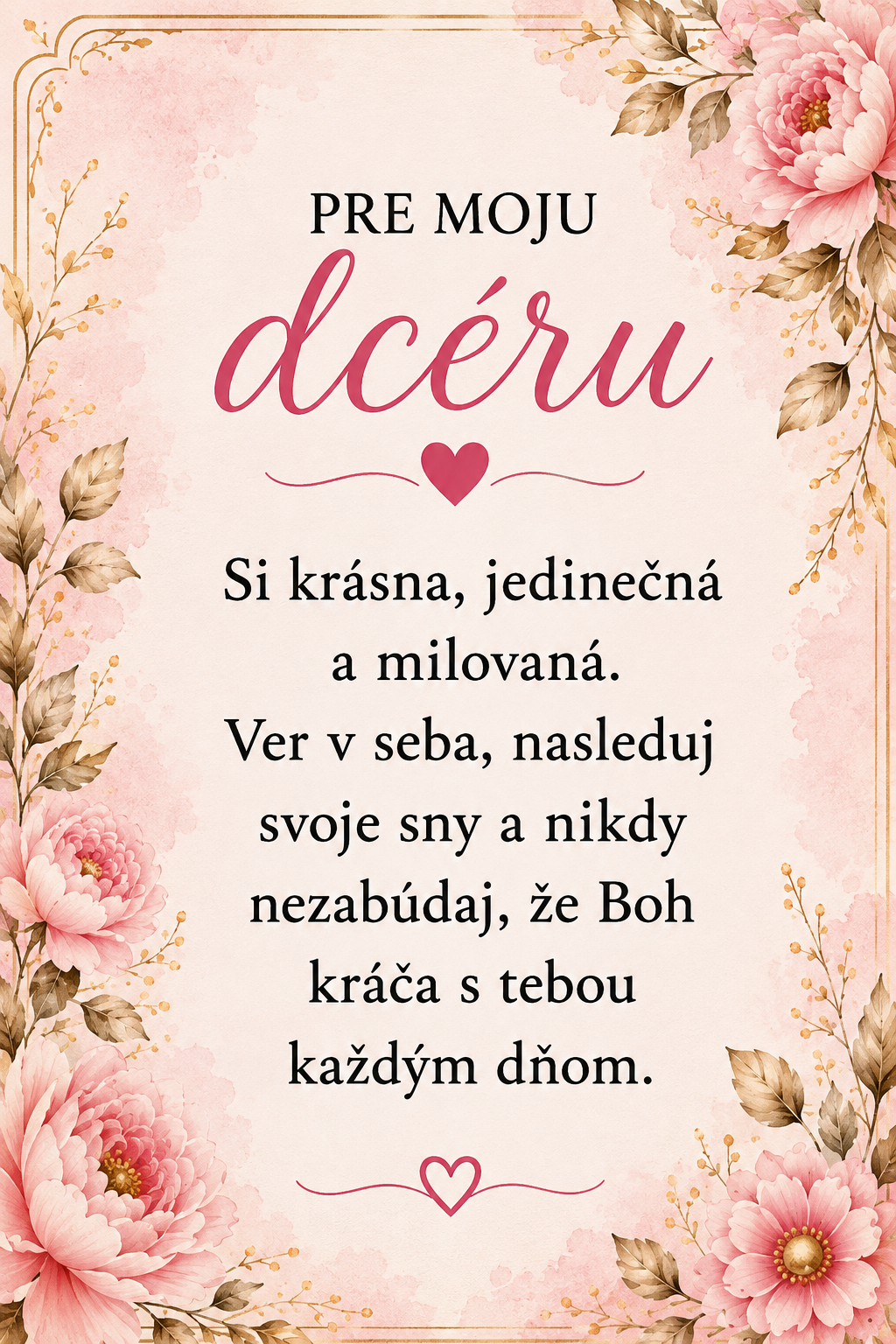 Glanzio venovacia kartička – Pre moju dcéru L | Si jedinečná 32237