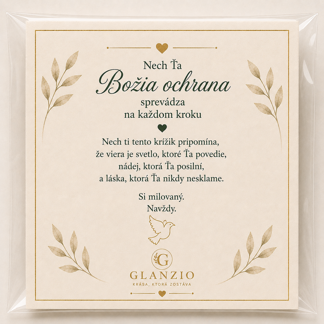 Glanzio venovacia kartička Božia ochrana (pre neho) 14412