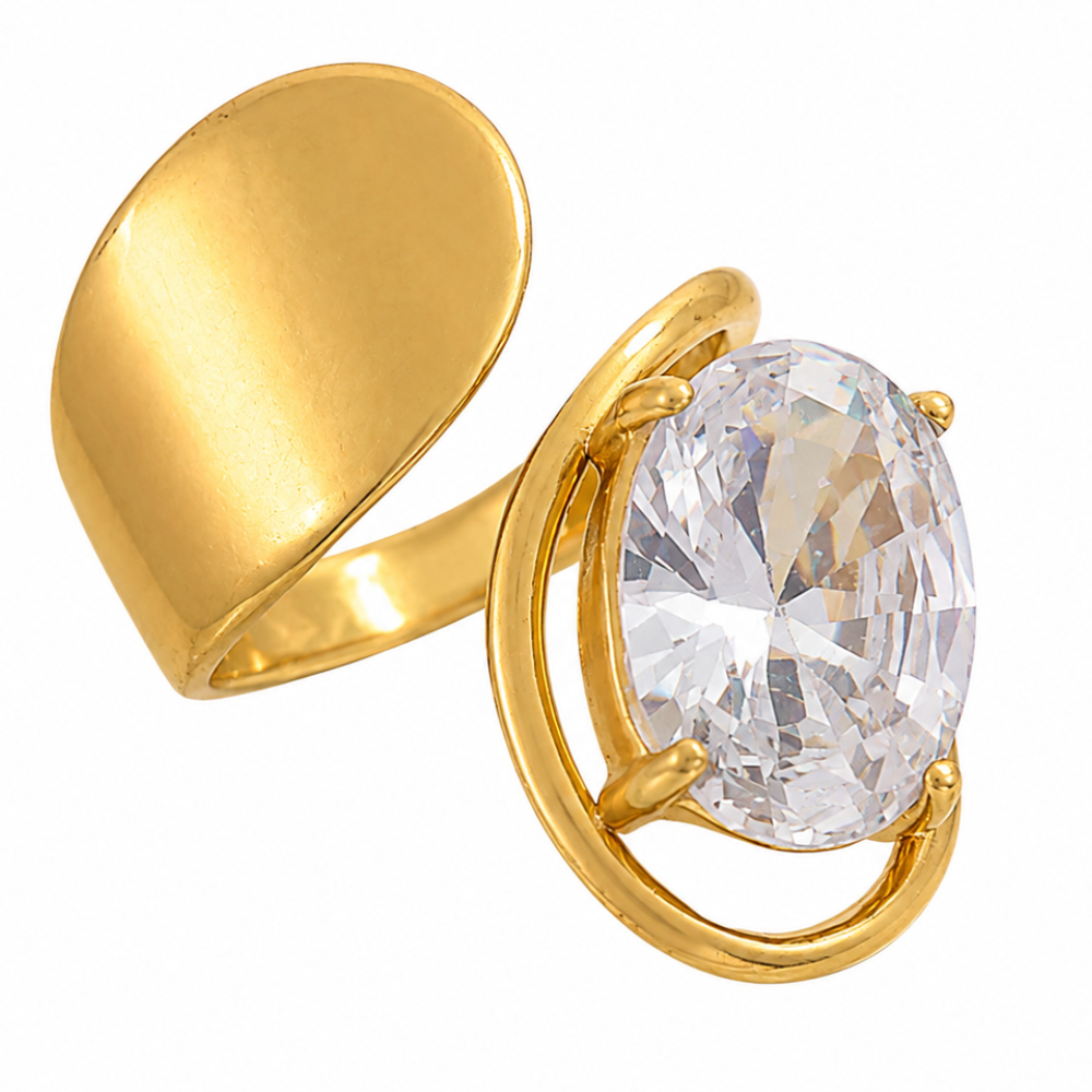 Glanzio prsteň Golden Oval nastaviteľný 87060