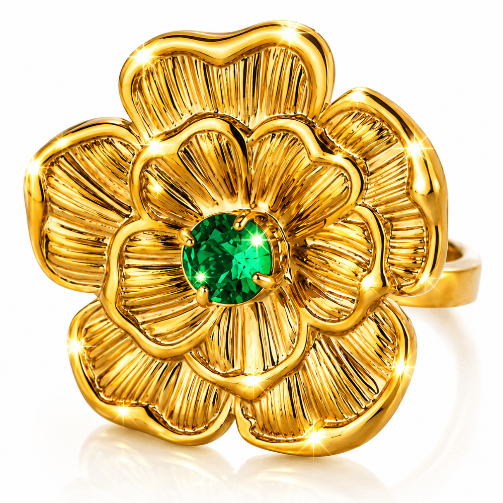 Glanzio prsteň Emerald Blossom nastaviteľný 87006