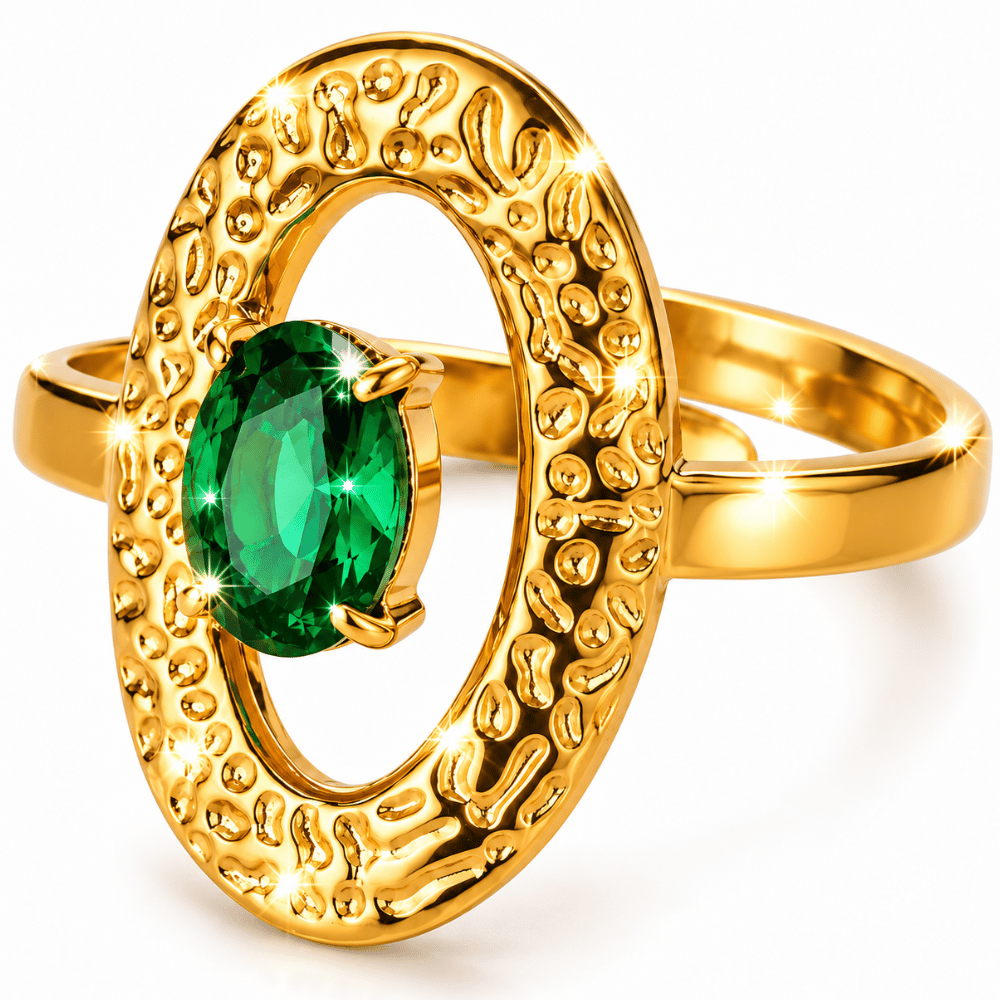 Glanzio prsteň Emerald Halo nastaviteľný 87011