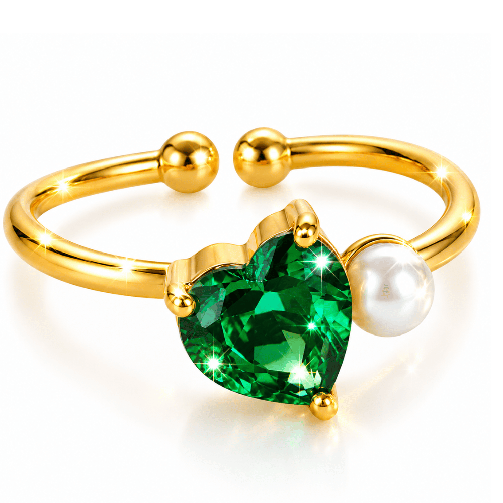 Glanzio prsteň Emerald Love nastaviteľný 87013