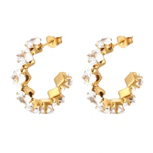 Crystal Hoop Náušnice 18K pozlátená oceľ 88094