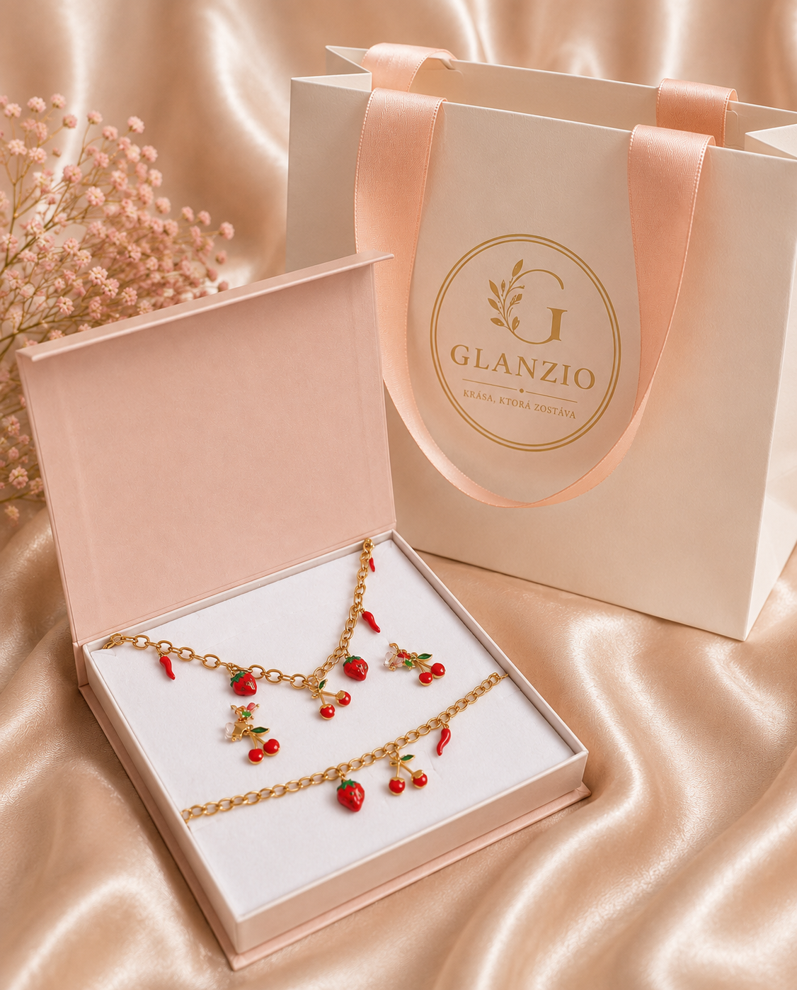 Glanzio set šperkov Cherry Charm 26985