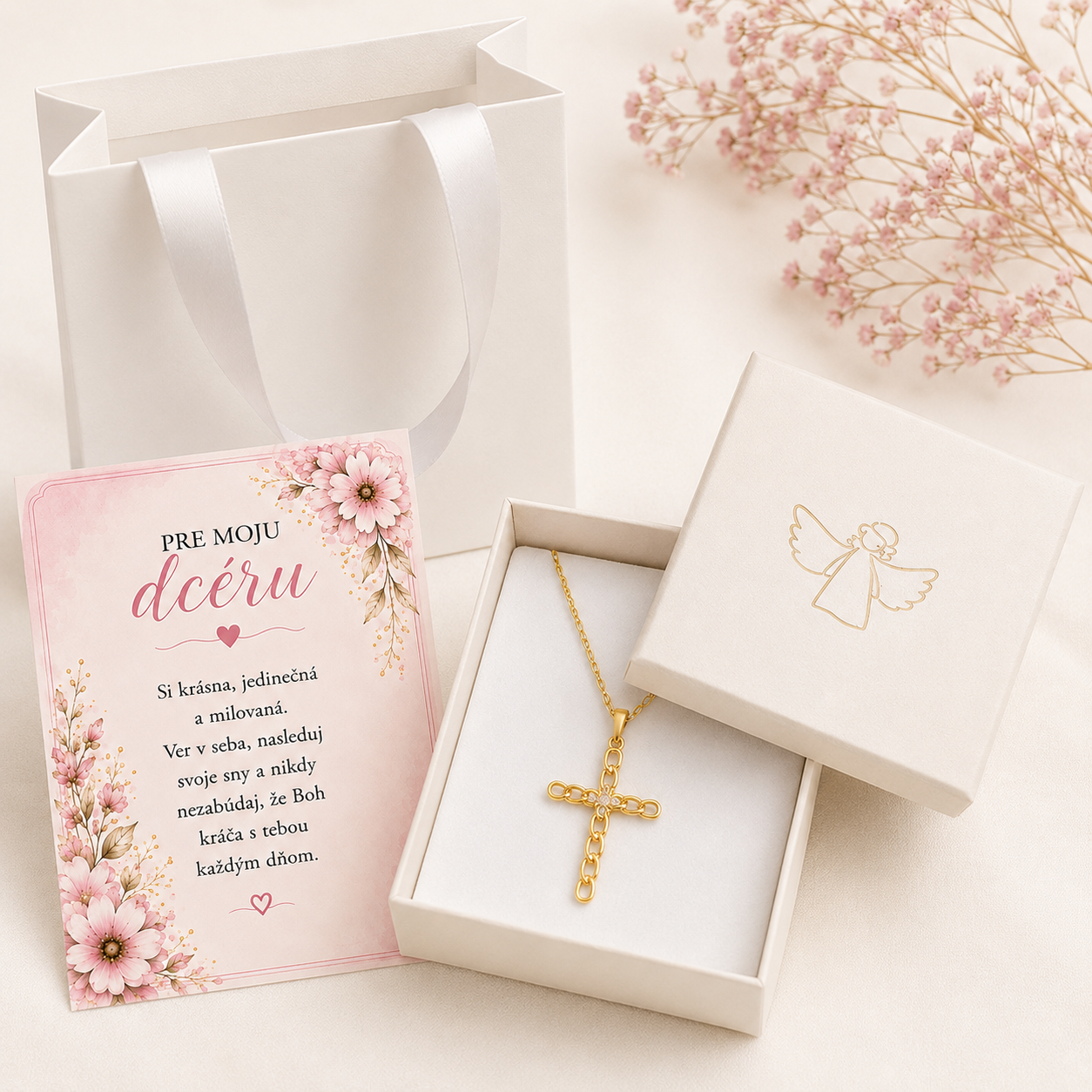 Glanzio Retiazka s príveskom Hamsa Cross Gold 89663