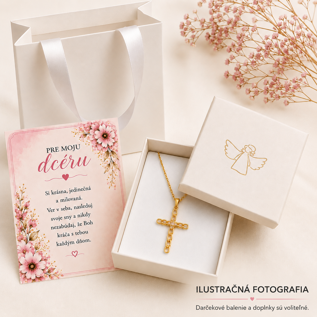 Glanzio Retiazka s príveskom Hamsa Cross Gold 49663
