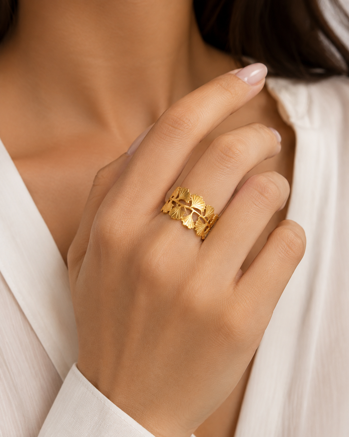 Glanzio prsteň Golden Bloom nastaviteľný 88632