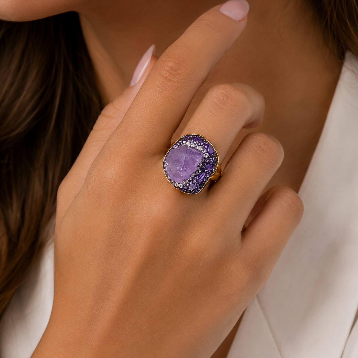 Glanzio prsteň Amethyst Royal nastaviteľný 87000
