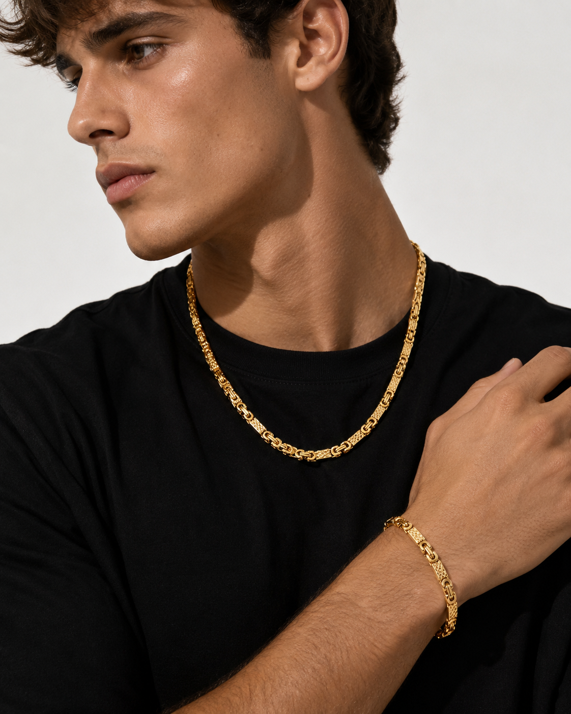 Glanzio Golden Cuban – luxusný set retiazky a náramku
