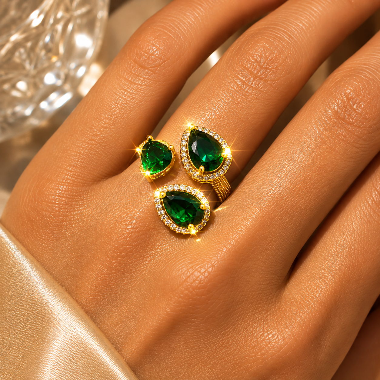 Glanzio prsteň Emerald Royal nastaviteľný 87001