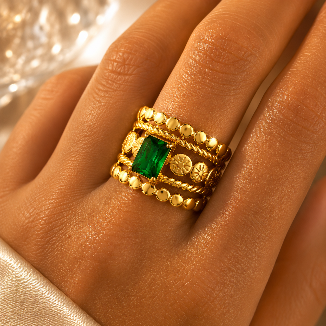 Glanzio prsteň IEmerald Majesty nastaviteľný 87003