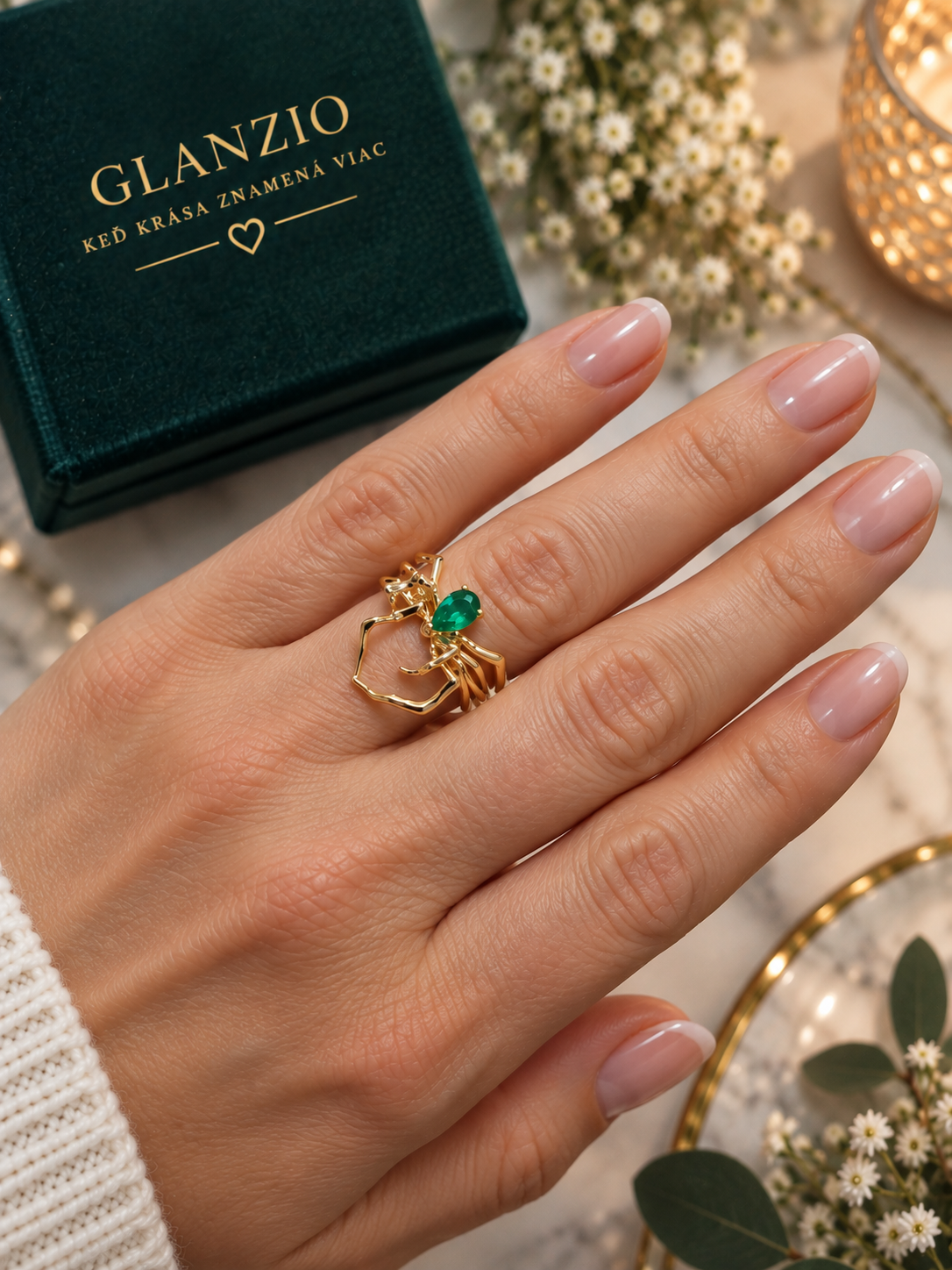 Glanzio prsteň Emerald Wild nastaviteľný 87014