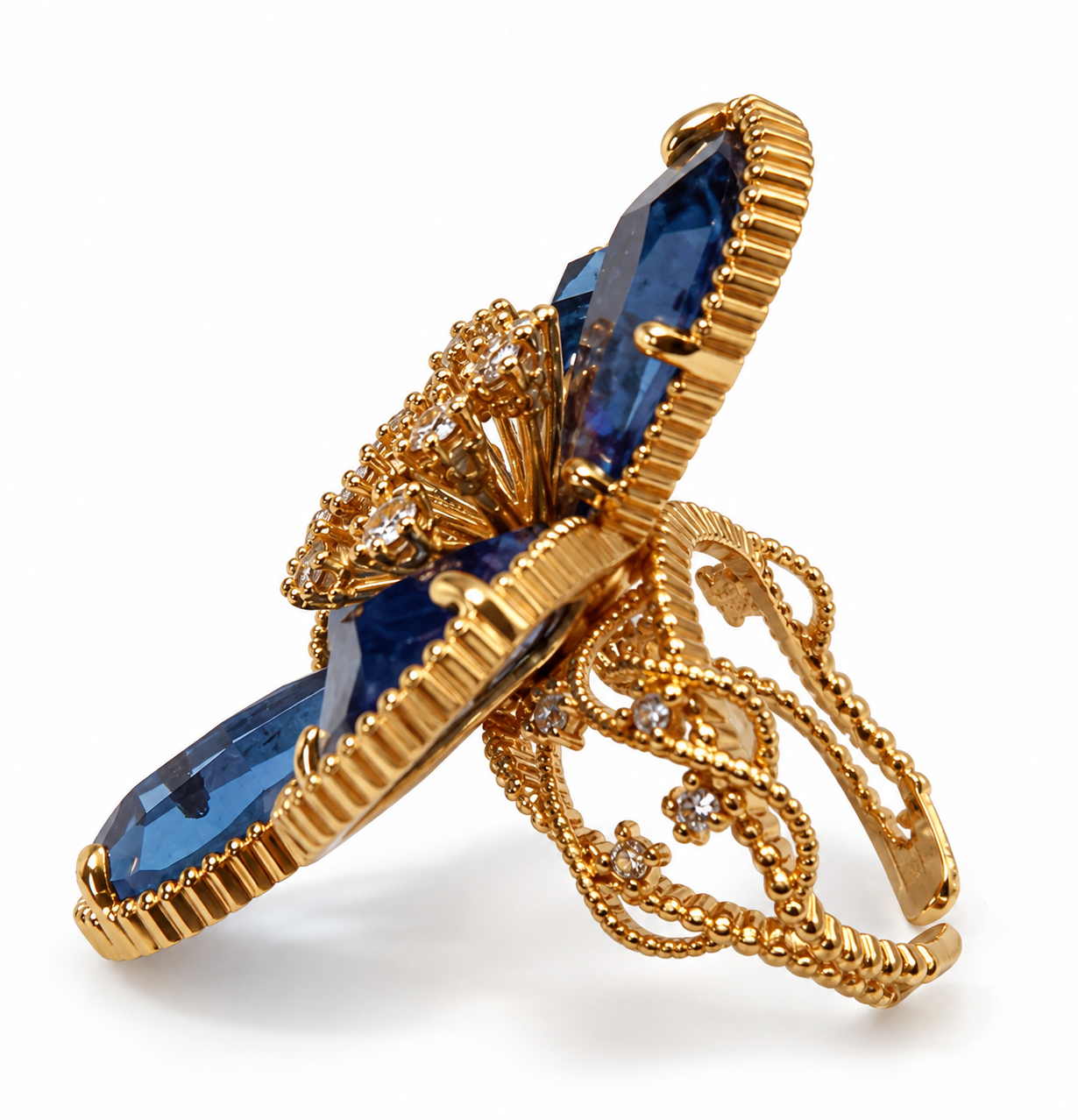 Glanzio luxusný prsteň Blue blossom nastaviteľný 87000