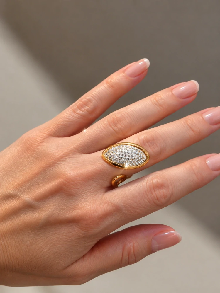 Glanzio prsteň Golden Glam nastaviteľný 87057