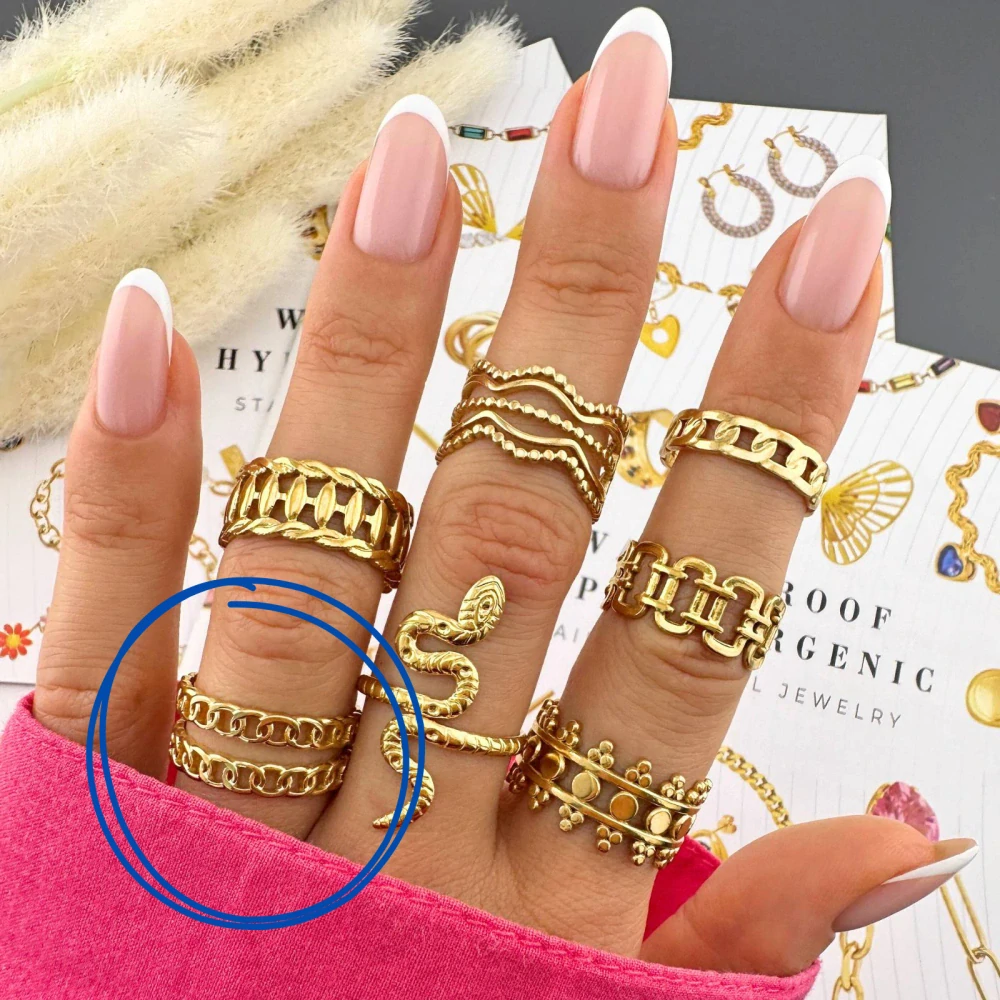 Chain Luxe Gold prsteň nastaviteľný
