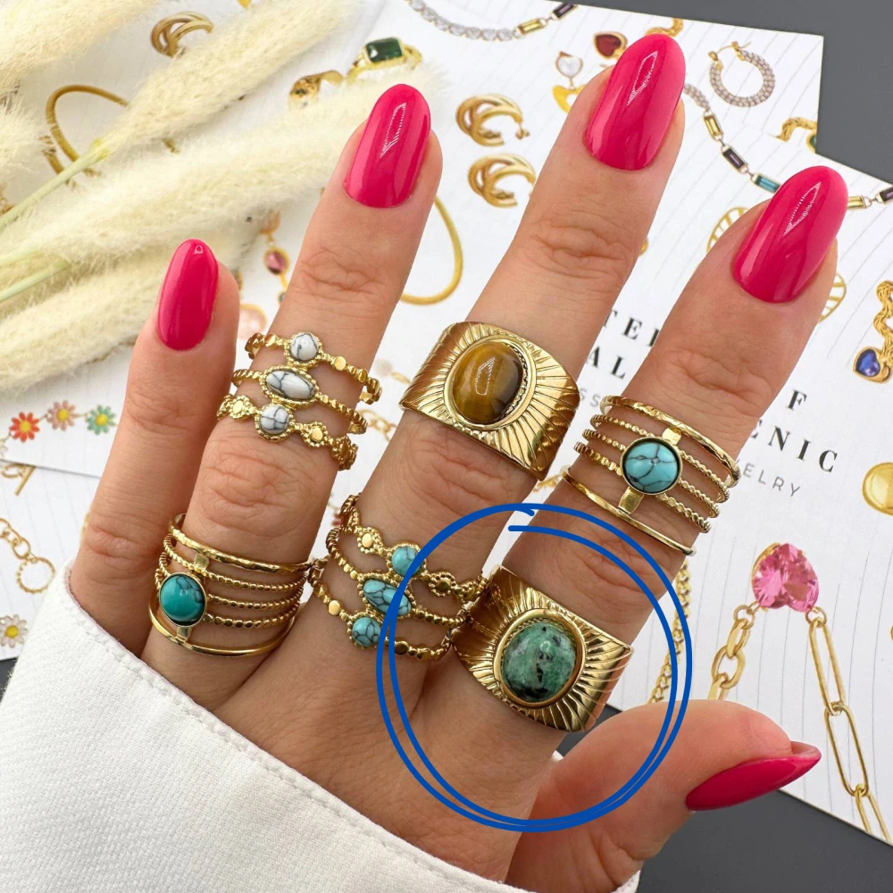 Prsteň Emerald Aura Gold nastaviteľný