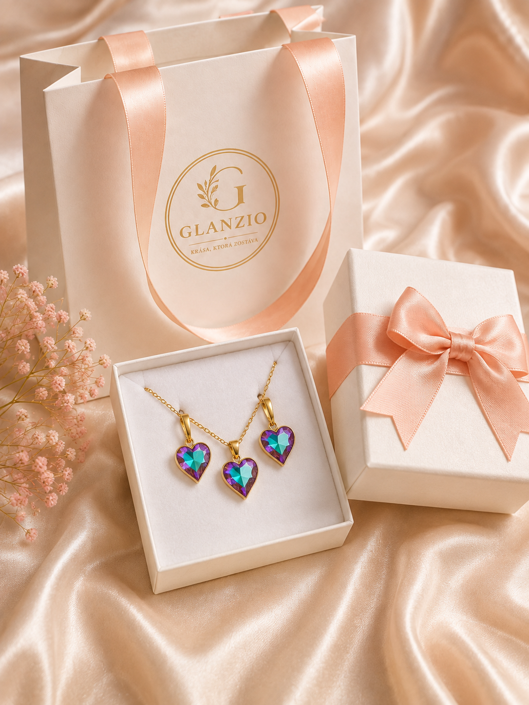 Glanzio set šperkov Crystal Heart 26922