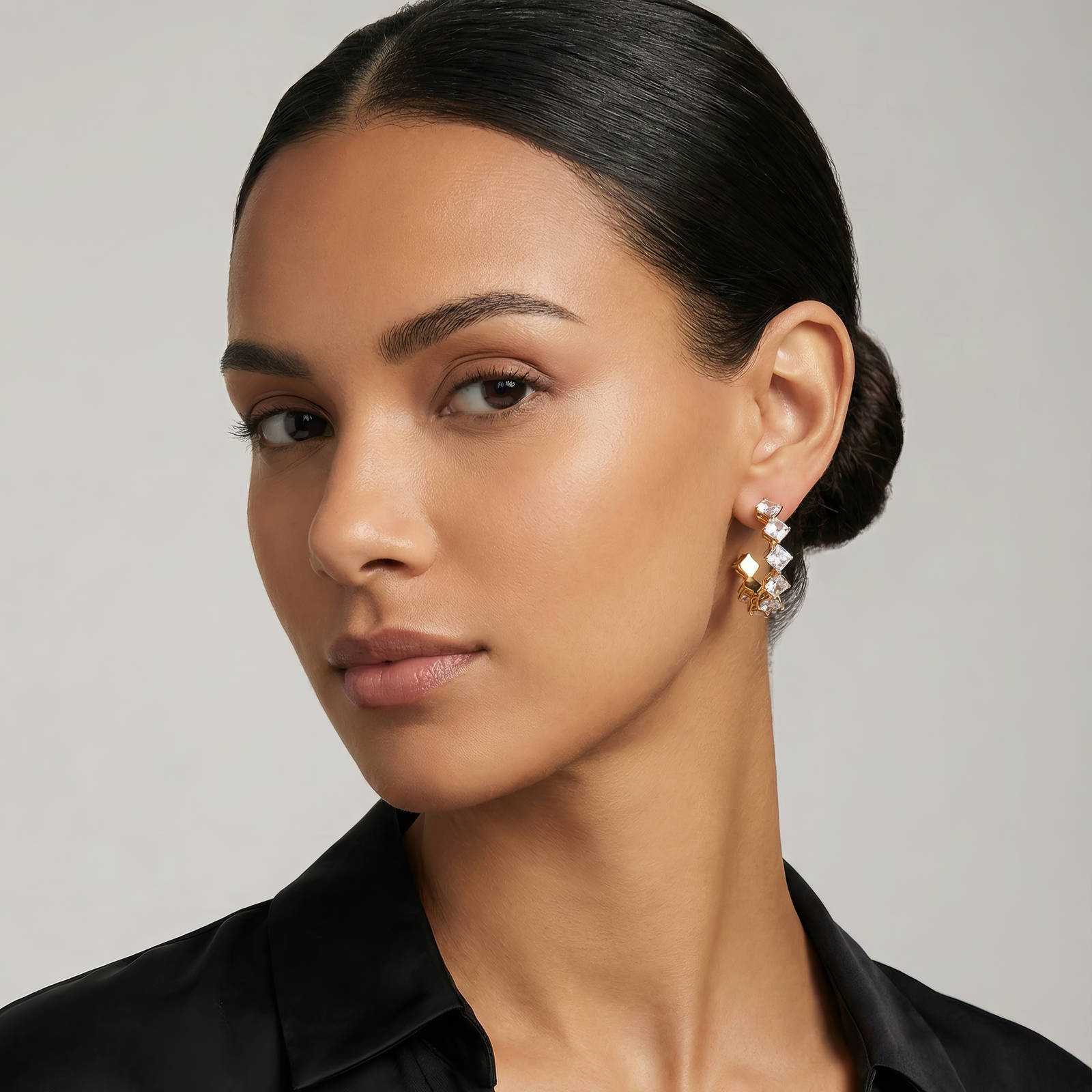 Crystal Hoop Náušnice 18K pozlátená oceľ 88094