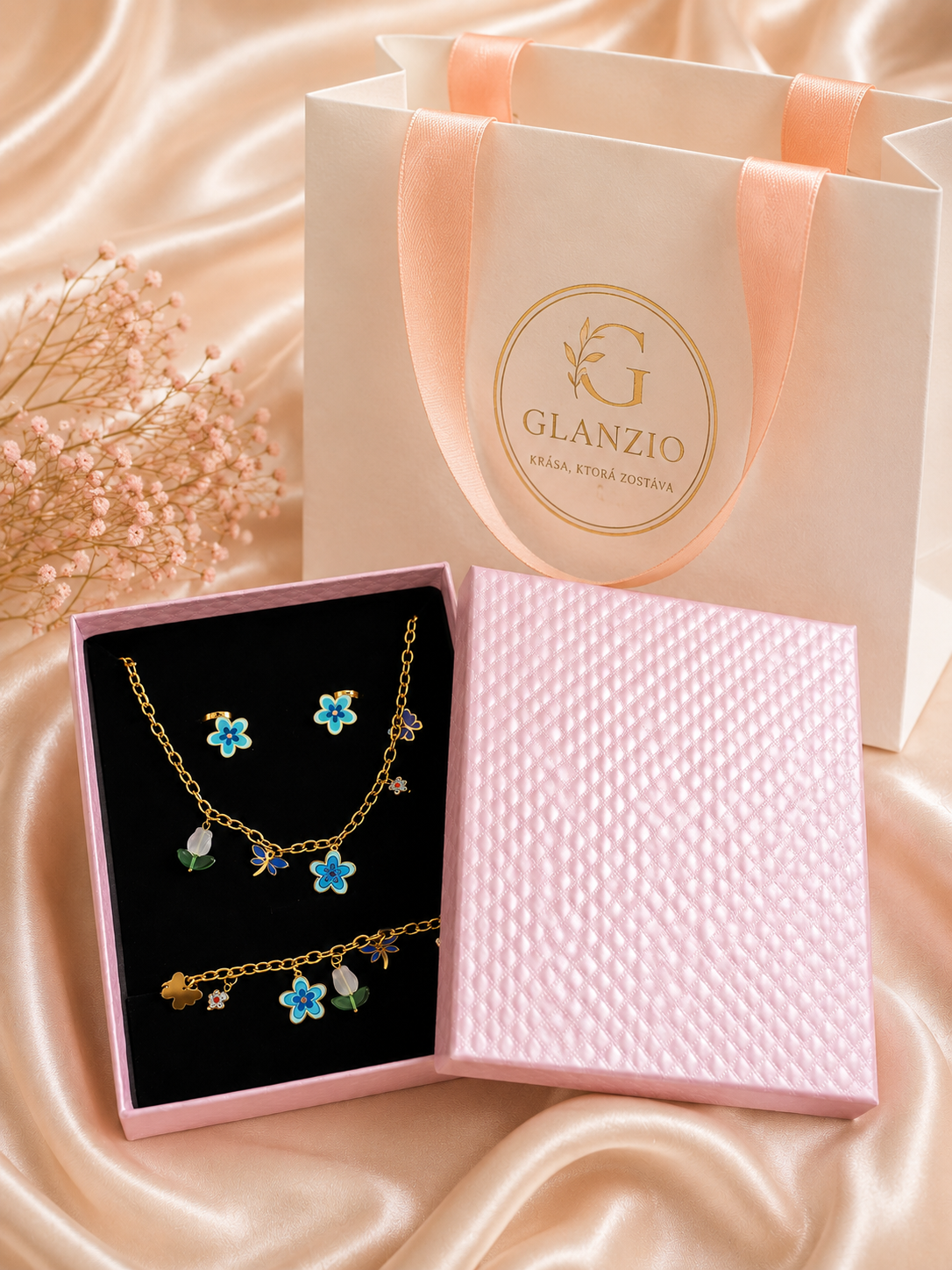 Glanzio set šperkov Blue Blossom 26987